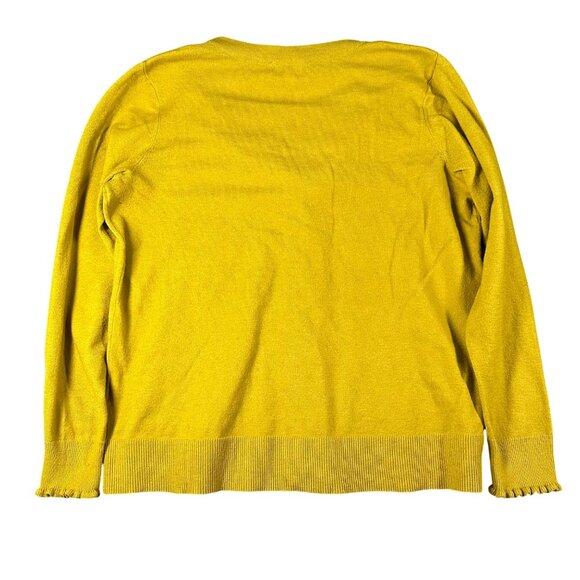 Candace Cameron Bure XS Green Button-Up Cardigan Ruffled Cuffs Lightweight - Picture 6 of 7